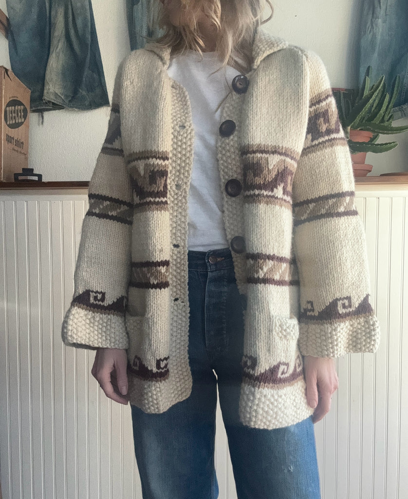 Hand-knit Cowichan Sweater Coat – The Magnolia Vintage Co.