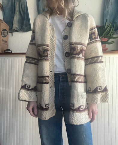 Hand-knit Cowichan Sweater Coat