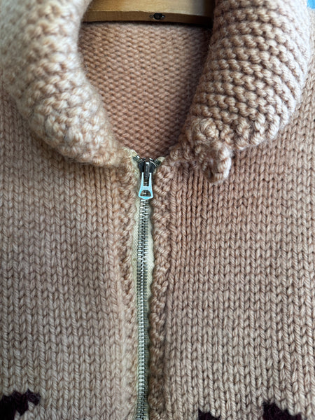 Handknit Goose Shawl Collar Sweater