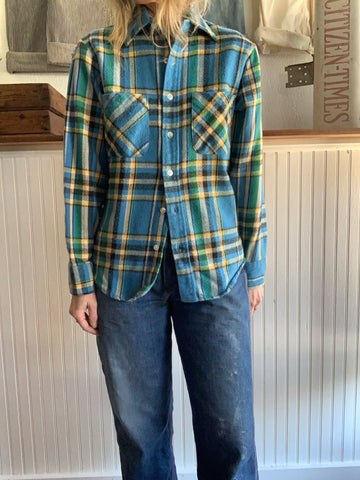 70s Montgomery Ward Plaid Flannel Shirt